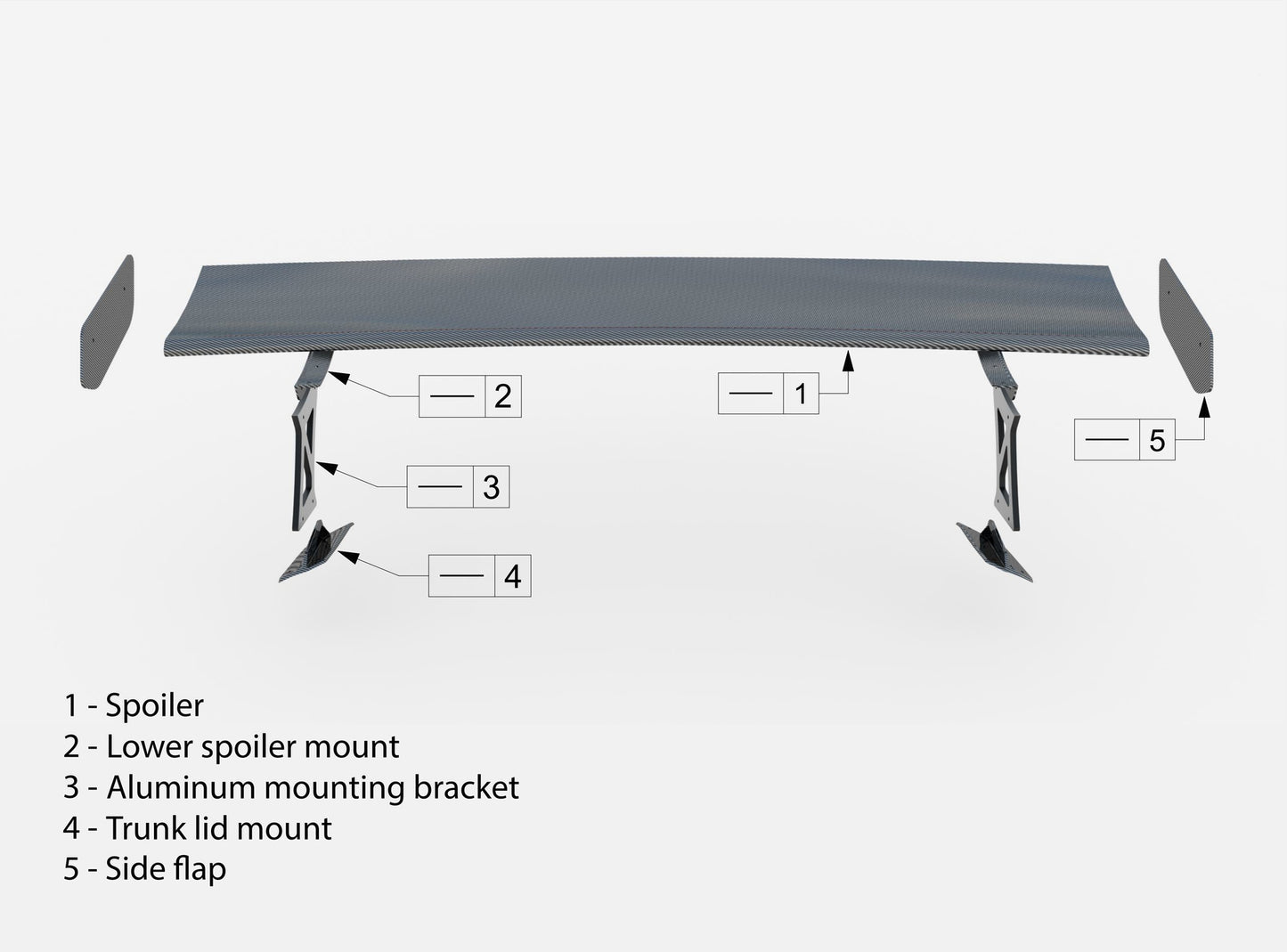 Carbon Spoiler With Internal Brackets Uprights BMW M3 G80 / M340i G20 / 3 M-Pack G20 / 3 Standard G20
