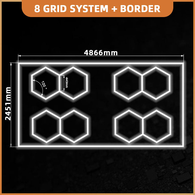 Hexagon 8 valgustussüsteem raamiga