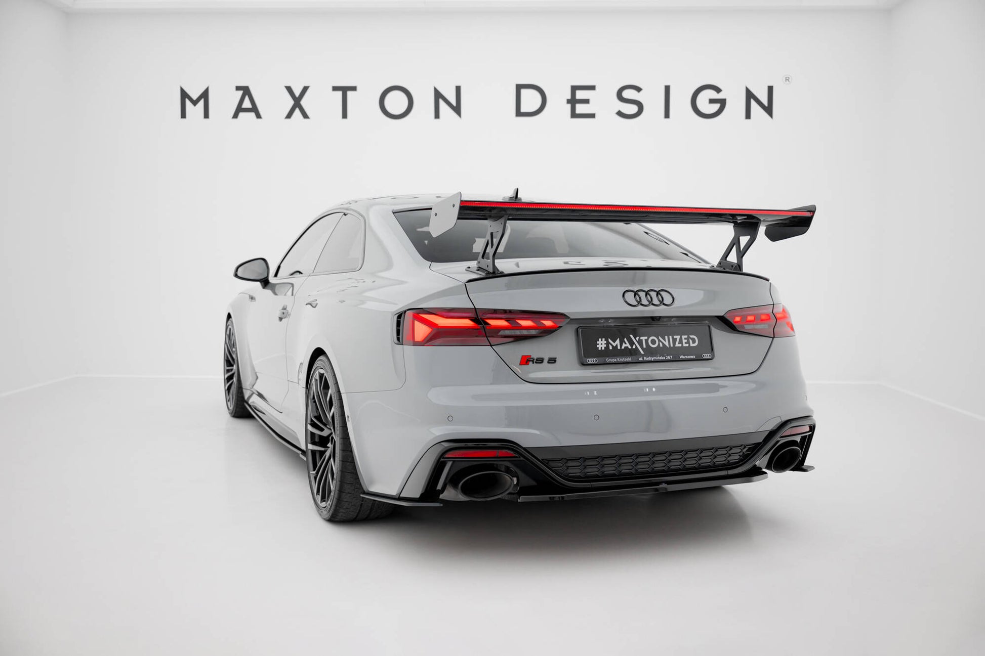 Carbon Spoiler With External Brackets Uprights V.1 + LED Audi A5 / A5 S-Line / S5 / RS5 Coupe F5 / F5 Facelift