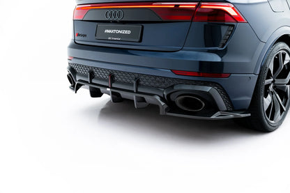 Prepreg Carbon Fiber Rear Splitter with vertical bars Audi RSQ8 Mk1 Facelift