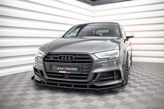 Street Pro Front Splitter V.1 + Flaps Audi S3 / A3 S-Line Sportback 8V Facelift