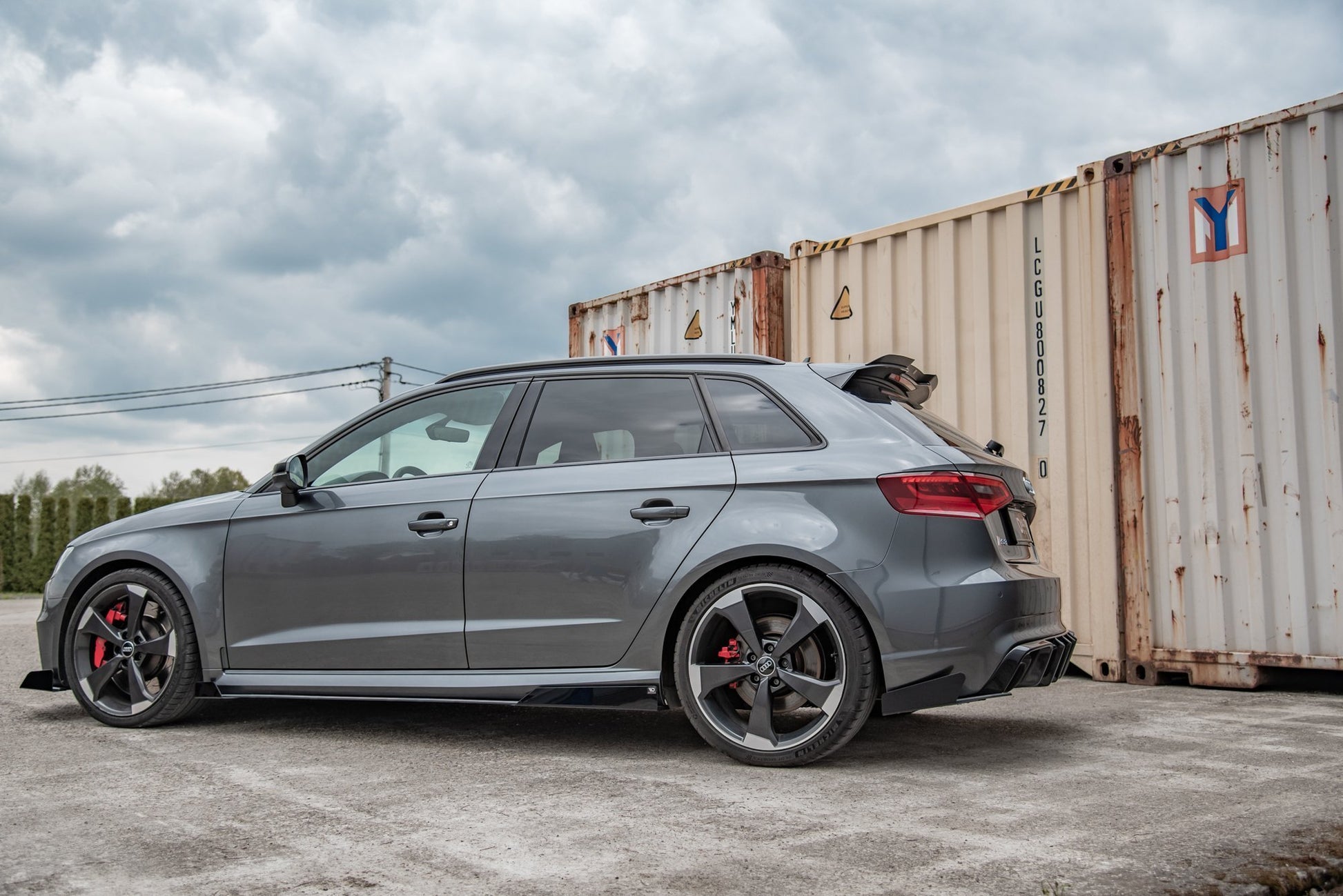 Street Pro Rear Side Splitters + Flaps Audi RS3 8V Sportback