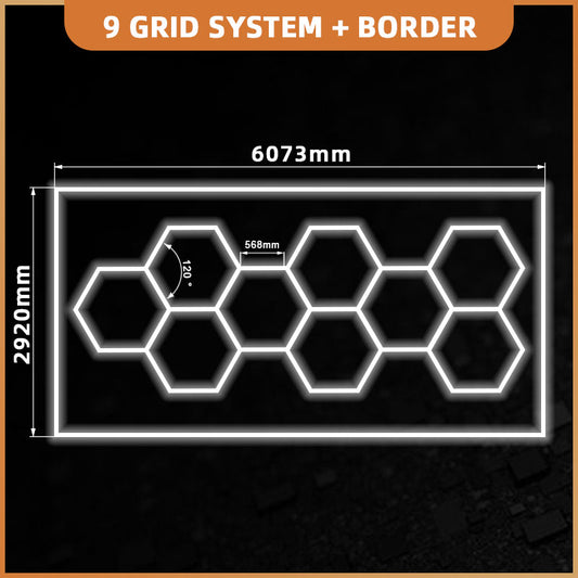 Hexagon 9 valgustite süsteem koos raamiga 